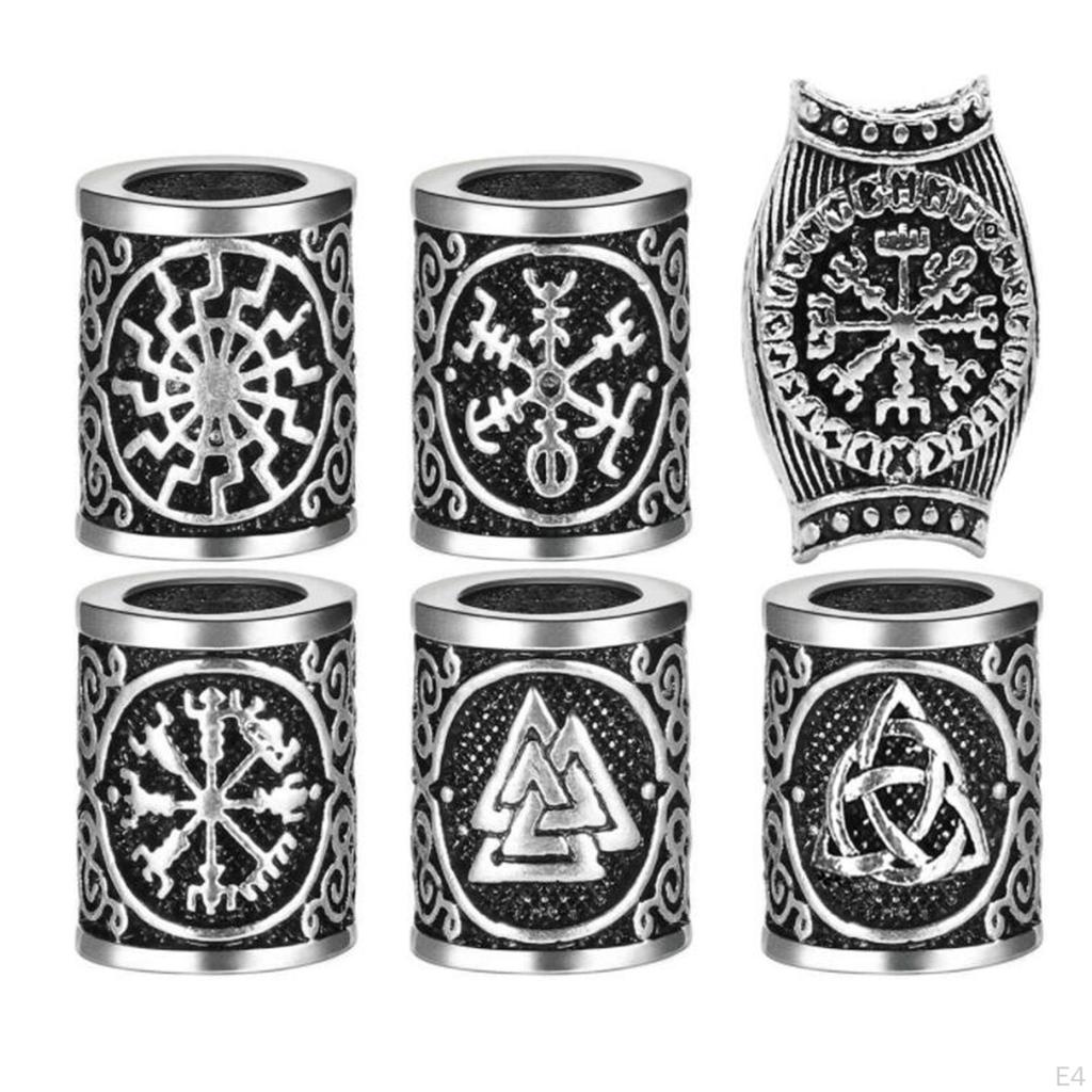 Wikinger Runen Haarbart Perlen, für Armbänder Anhänger Halskette DIY, Perlen Zöpfe,