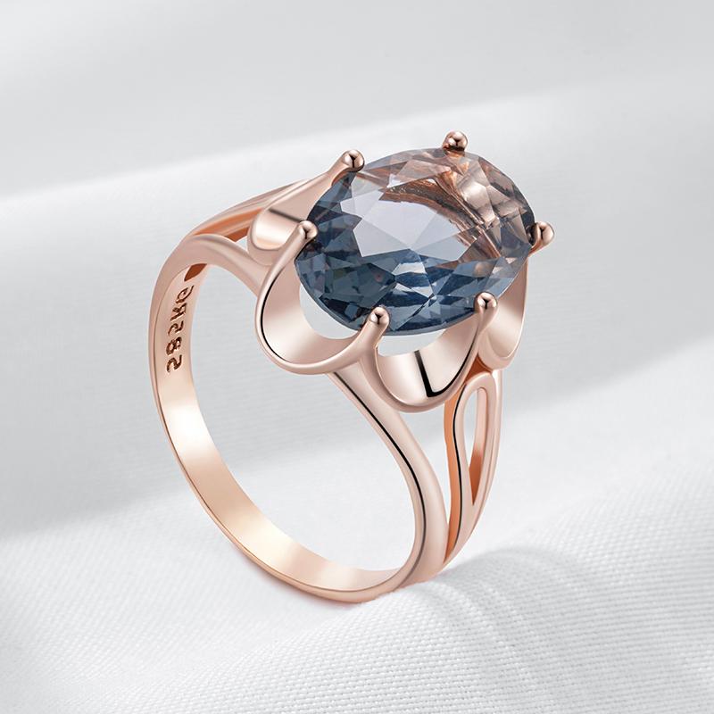 Grey Big Oval Wedding Rings For Women Trend  Rose Gold Color With Natural Zircon High Quality Daily Fine Jewelry