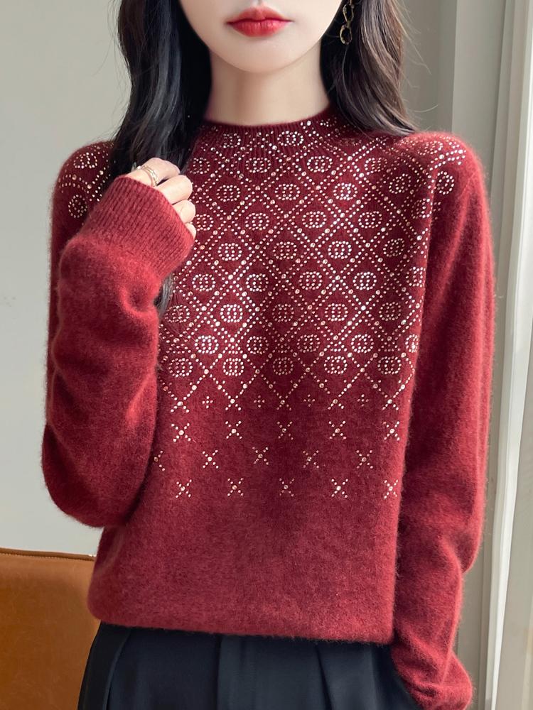 Women's Cashmere Sweater Qinghe Cashmere 30% Cashmere 70% Wool Autumn and Winter Cashmere Pullover Soft and Warm