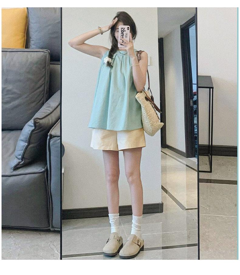 Women's Apricot High-Waist Cotton Linen Cargo Shorts - Summer 2025 Collection: Casual Wide-Leg Mid-Length Design