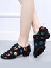 Colorful Oxford Cloth Dance Shoes Colorful Lip Print Women's High Heel Latin Dance Shoes Belly Dance Training Shoes