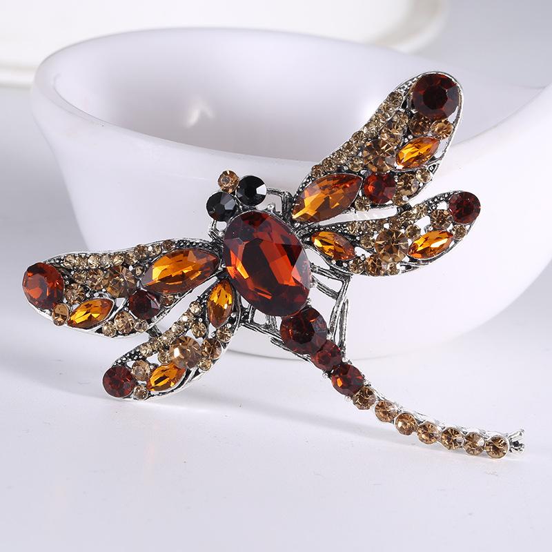 SKEDS High-end Women Men Fashion Crystal Dragonfly Boutique Badges Brooch Luxury Heavy Industry Rhinestone Pin Buckles For Lady