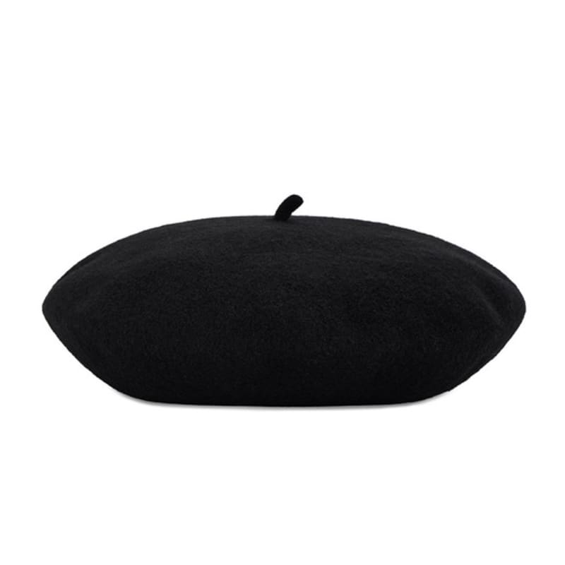 VARZAR Curvy Logo Wool Beret Black