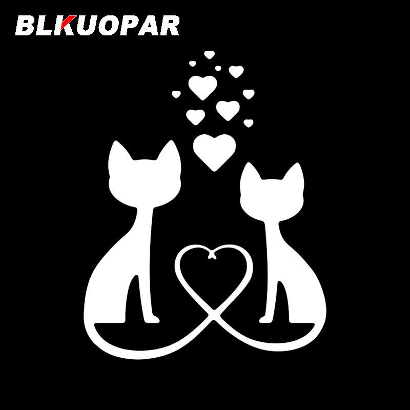 BLKUOPAR Cats Love Heart Animals Kawaii Car Stickers Scratch-Proof Graphics Personality Decals Motorcycle Windshield Decoration