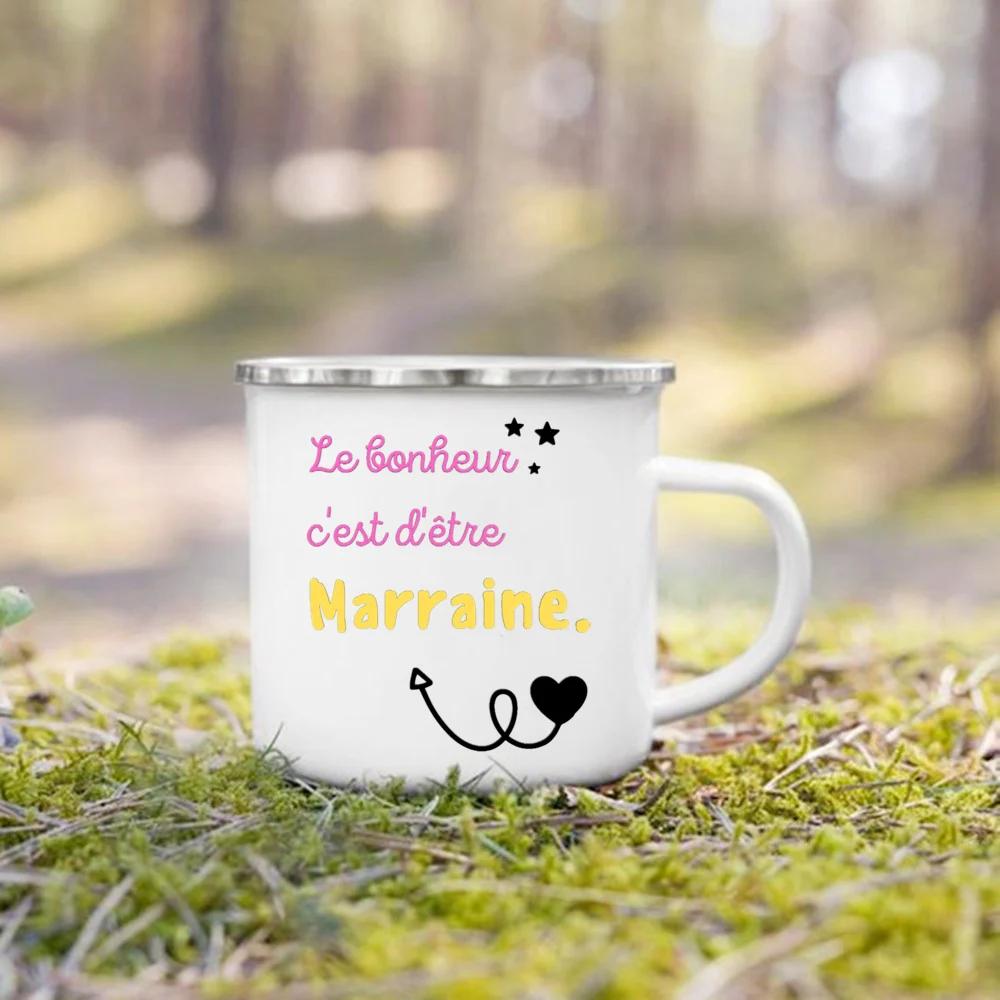 Marraine Request Cups Would You Be My Godmother French Print Enamel Mugs Drink Milk Coffee Cup Camping Mug Best Gift Fo Marraine
