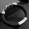 Punk 316L Stainless Steel Skull Bracelet for Men Vintage Men's Braided Leather Rope Chain Wrap Bracelets Massive Male Jewelry