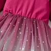 Vestito da Bambina Moda Autunnale Rete Stellata Garza Ruvida Vestito Dolce Vestito da Principessa per Bambini