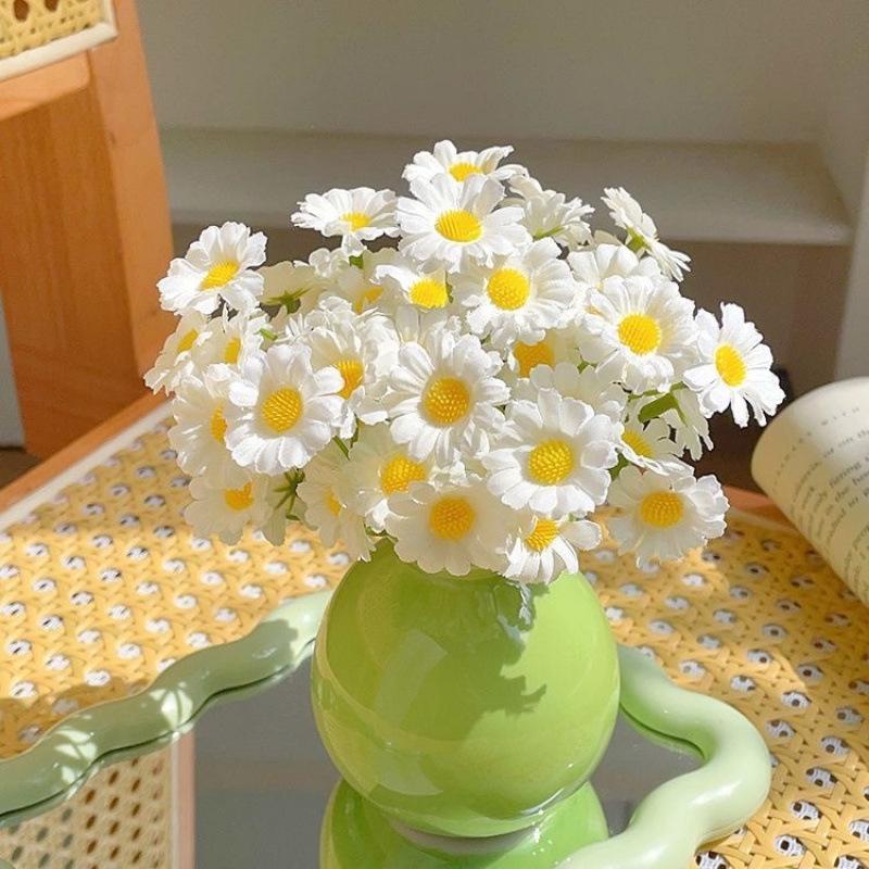 Small Ceramic Vase for Dried or Artificial Flowers - Perfect for Office Desk, Washstand, Dining Table, or Home Decoration