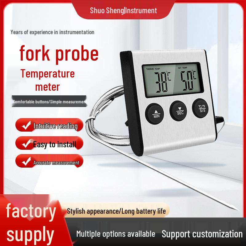

Стильный электронный кухонный и барбекю термометр для продуктов с таймером
