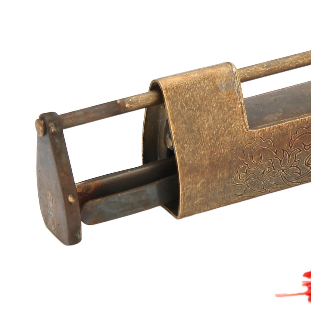 Brass Antique Padlock Spacing 5.9cm Exquisite Rustproof Chinese Old   Fish Horizontal Padlock for Jewelry Boxes