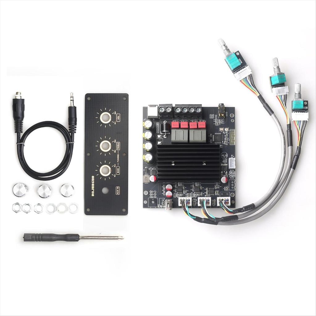 T100HS-W Power Amplifier Board Bluetooth5.2 TPA3221 Chip 2.0 Channel 100Wx2,Audio Power Amplifier with Front Panel