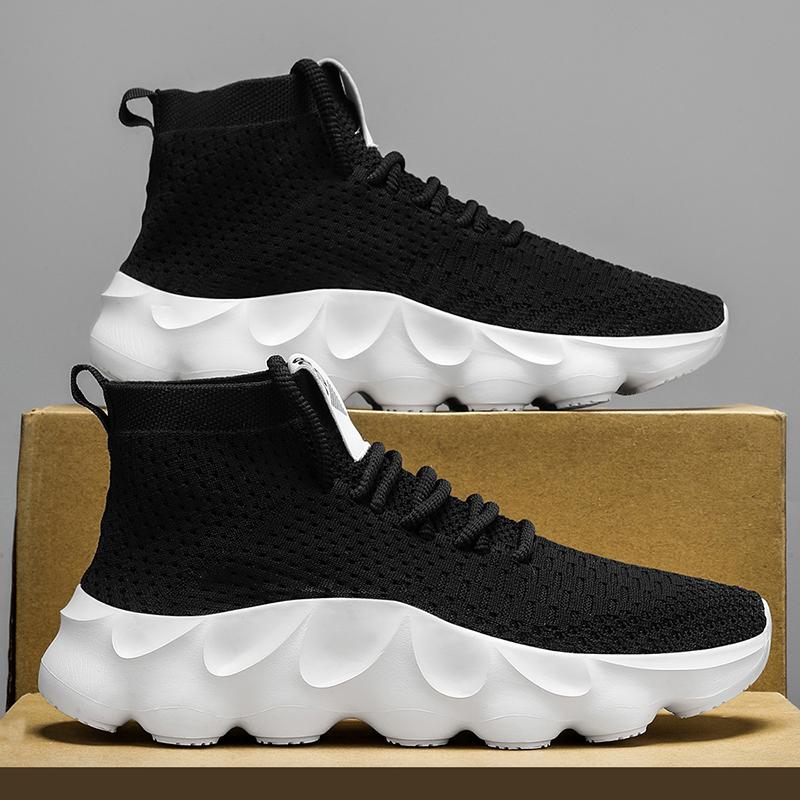 Men Summer Casual Sports Sneakers Breathable LaceUp ThickSole Fashion Trainers Soft Sole Shoes Lace Thick soled White Tenis Masculino Mens White