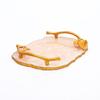 Luxury Marble Finish Leaf Handle Serving Tray – Gold Accents