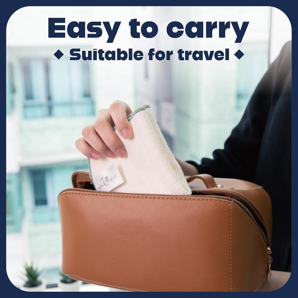 Jingera & Idyll Ultra-Soft Charcoal Fiber Face Washcloth, Facial Towels, Gentle Exfoliating Wipes for Women Cleansing, Wash Cloths, Reusable Makeup