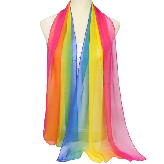 Fashion Gradient Color Voile Scarf Women Lightweight Soft Long Neck Wrap Shawl