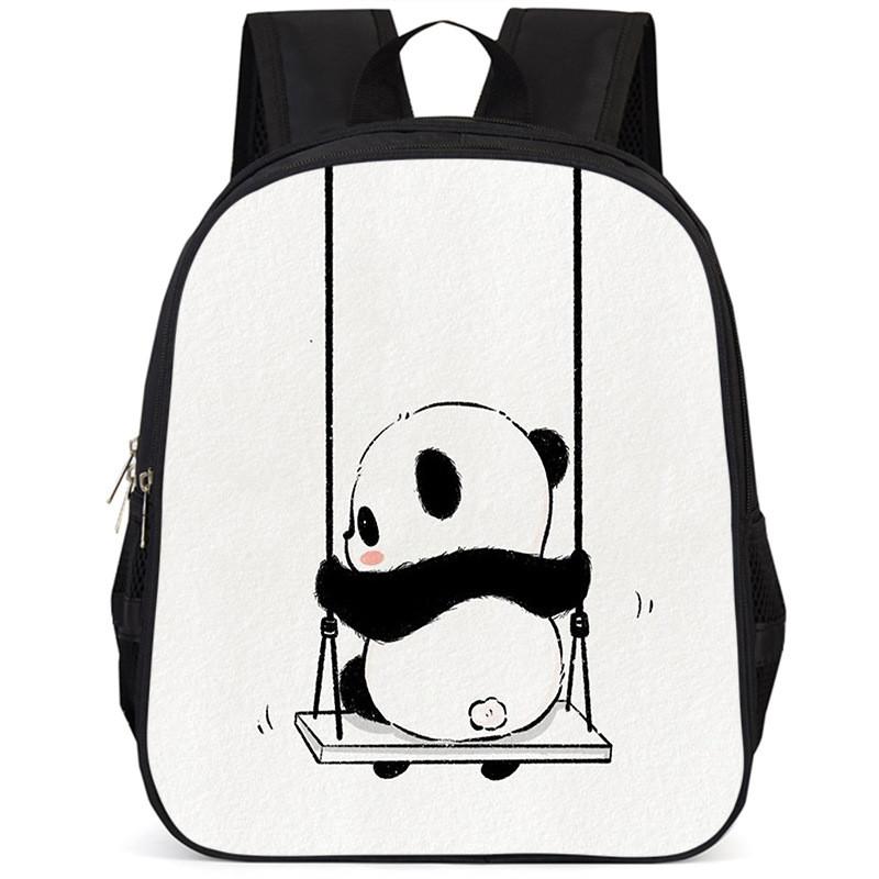 Spacious 15 Inch Panda Backpack For Elementary Kids Lightweight Oxford Cloth