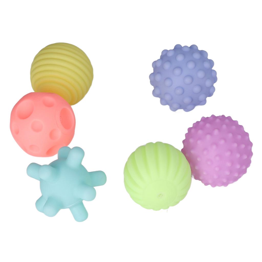 6pcs Baby Textured Ball Set Infant Funny Soft Elastic Multicolor Squeezing Sensory Ball Toy for