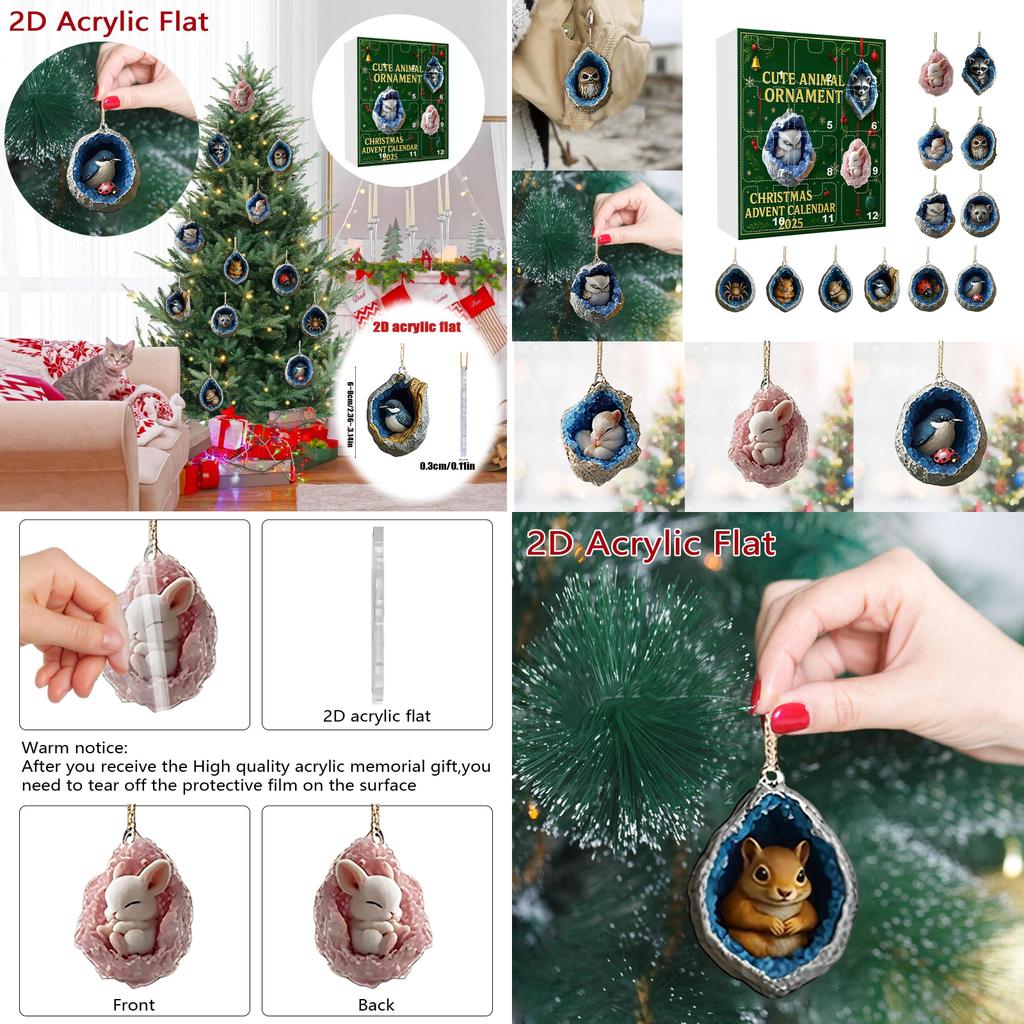 Animal Christmas Blind Box Decorations With Acrylic Style For Holiday Parties And Gifting