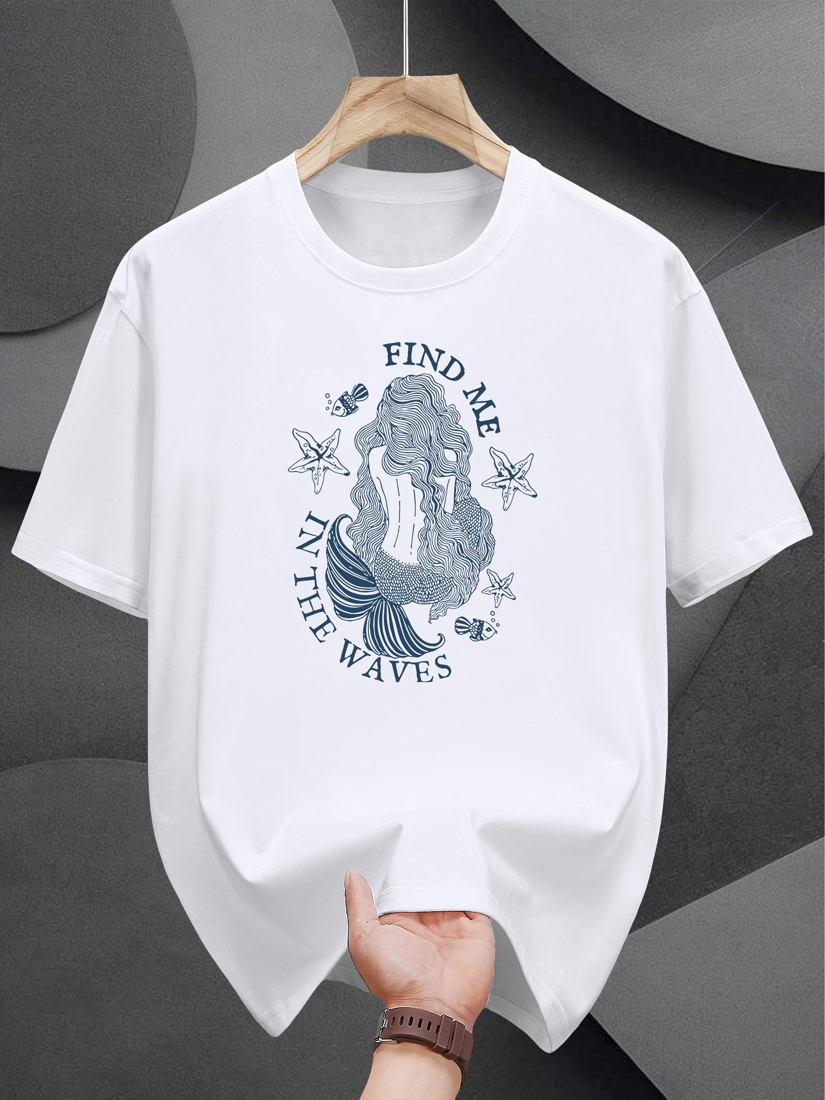 Graphic Print Short Sleeve T-shirt - Black with Blue Artistic Design XXL