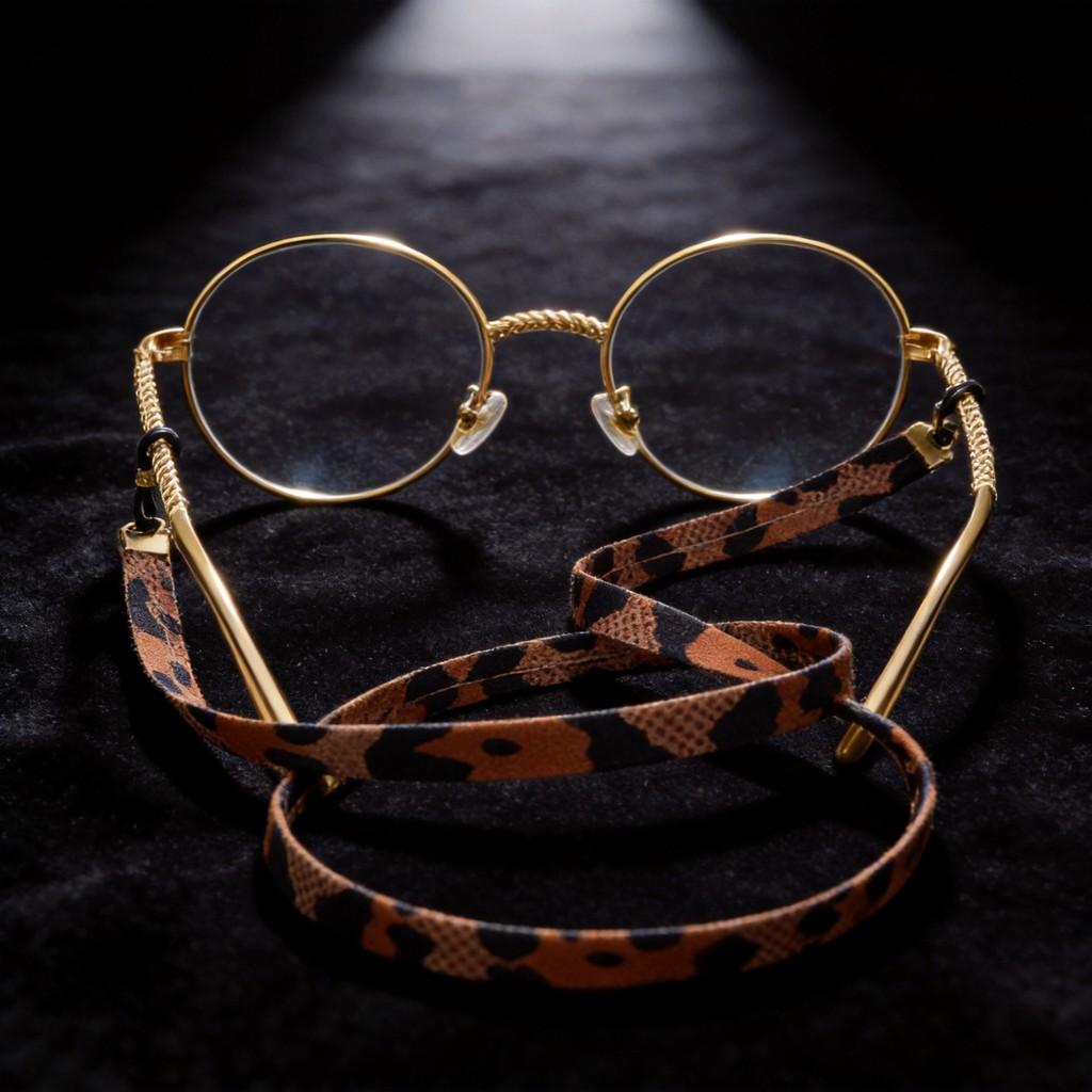 Leopard Print Eyewear Chain For Women With Fabric Material And Geometric Line Design