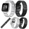 Three Beads Folding Clasp Stainless Steel Watch Band for Fitbit Versa