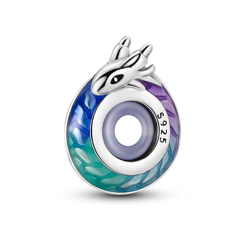 100% 925 Silver Rainbow Zircon Colorful Butterfly Dragon Shaped Silicone Stopper Charms Beads Fit DIY Bracelets Jewelry