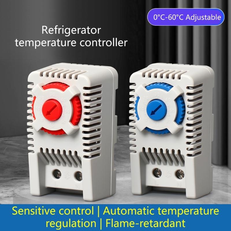 Multifunctional Thermostat for Heating and Cooling Systems Adjustable 0-60℃ with DIN Rail Mount and Flame Retardant Plastic
