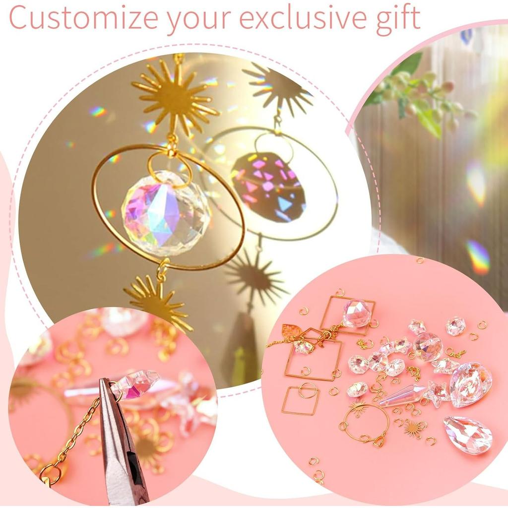 300 Pieces Sun Catcher Crystal Craft , DIY Hanging Light Catcher, Crystal Craft for Living Room,Christmas, Party, Wedding, Outdoor Decoration