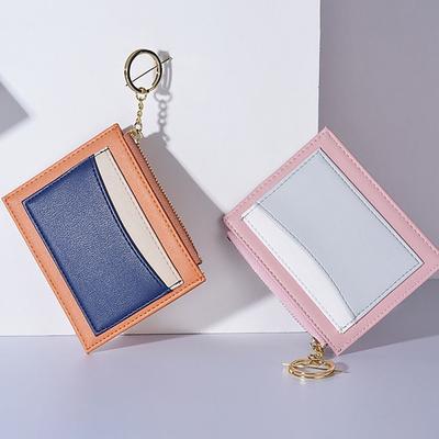 Light PU Leather Money Coin Purse Ultra-thin Wear-resistant Credit Card Holoder with Key Ring Wallet Money Bag Male Female