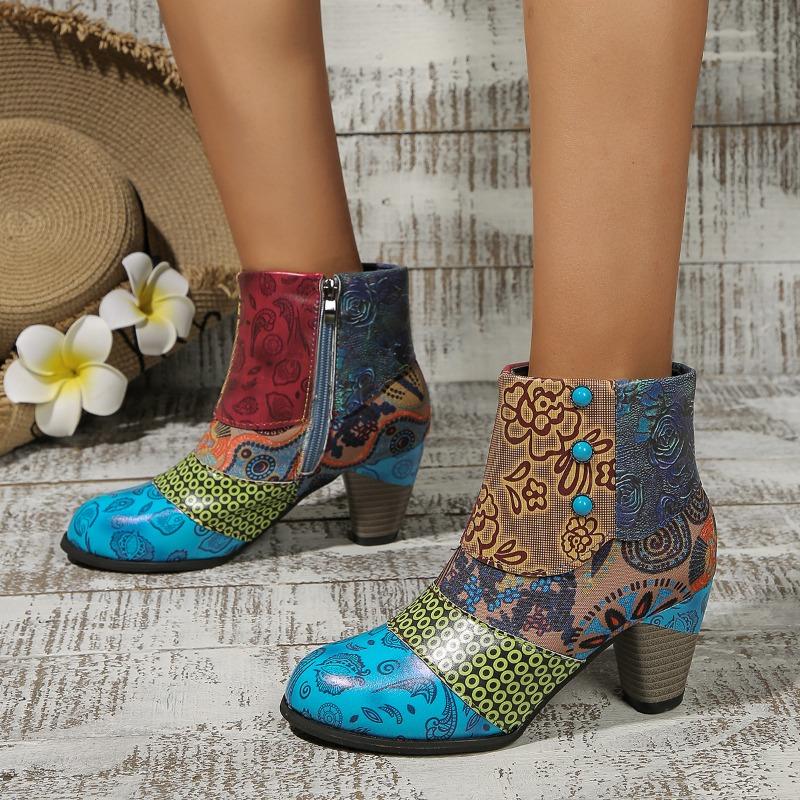 New Winter Splicing Martin Boots Fashion Thick Heel Women's Short Boots