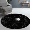 Black Starry Sky Round Carpet Modern Living Room Bedroom Study Floor Mat Star and Moon Illustration Beautiful Room Floor Decor