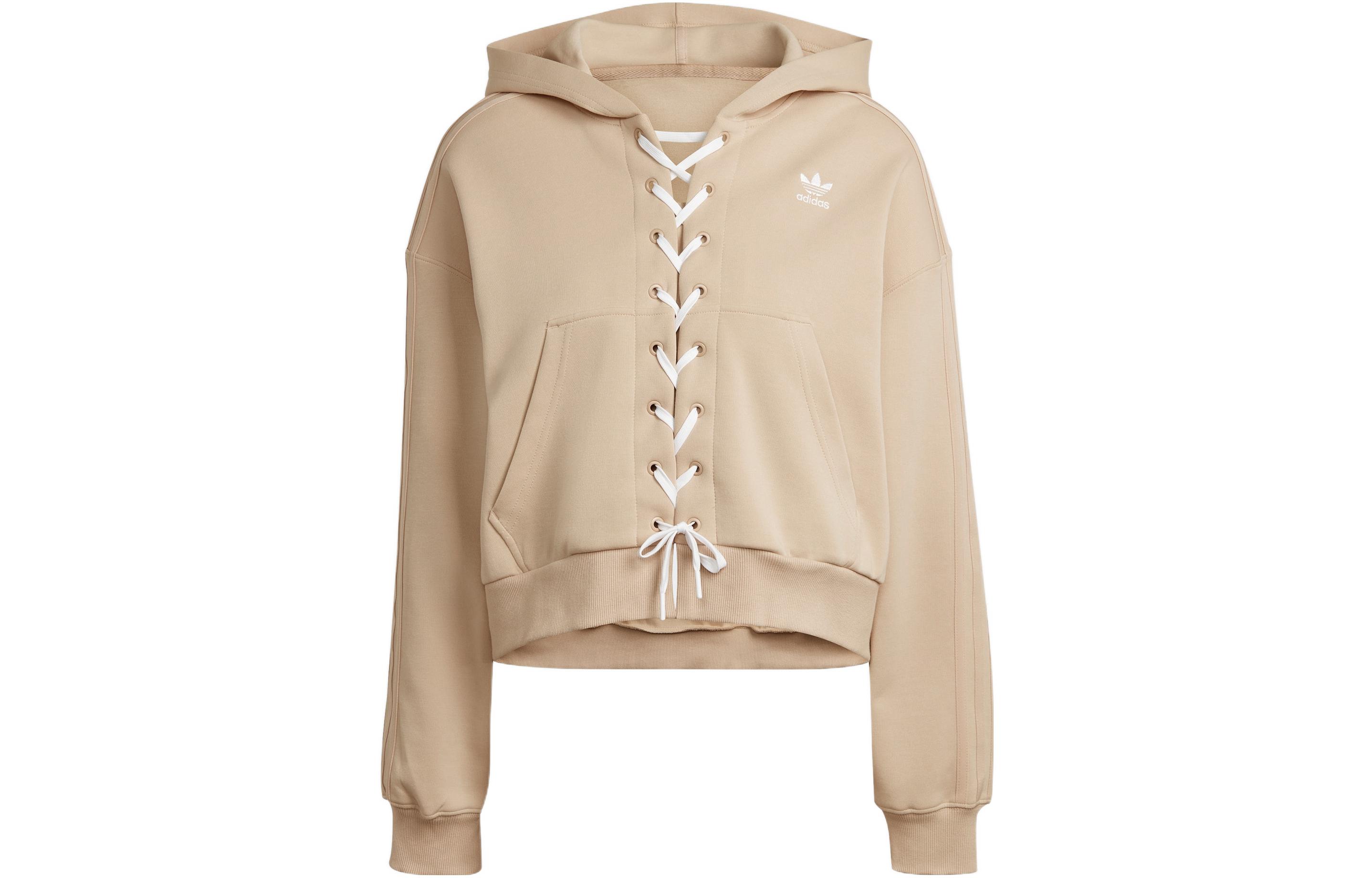 Adidas Originals Sweatshirts Women s Light Umber Hooded Moderate Cardigan HK5058 XS