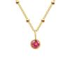 Stainless Steel Vacuum-Plated Birthstone Rhinestone Necklace for Women - Fashionable European & American Style