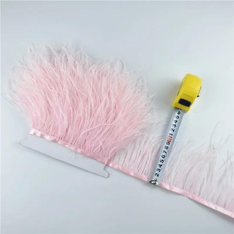 Pluma1Metro Plumas de Avestruz de Colores sobre Cinta Fleco Borla Adorno Cinta 10-15cm 4-6" Adornos de Plumas Blancas Decoración para Decoración de Ropa