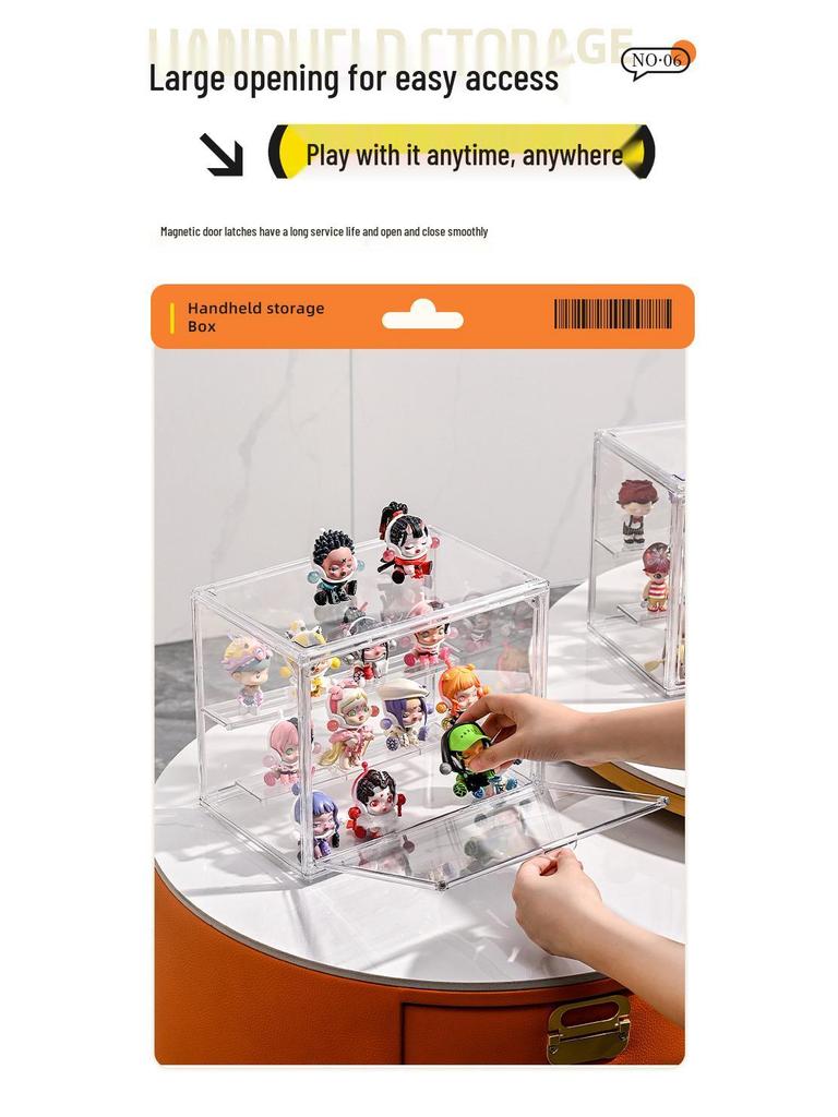 Acrylic Display Case with Shelves for Model Figures, Dolls, and Blind Box Figurines 