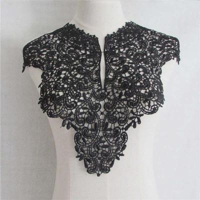Colletto di Pizzo Ricamato in Poliestere Bianco e Nero per Creazioni Fai-da-te di Abiti Cheongsam