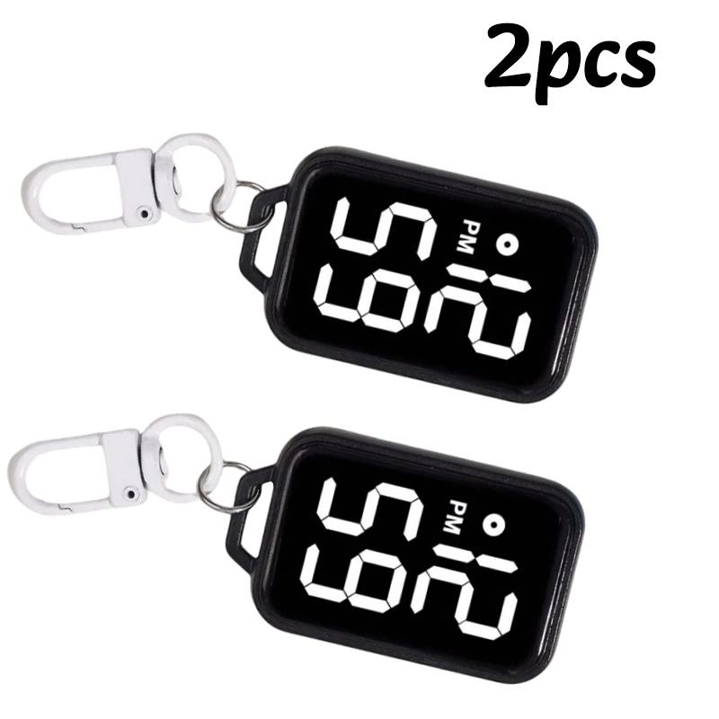 1PC LED Keychain Pocket Watch Digital Display Electronic Watch Student Backpacks Keys Pendant Cartoon Small Hanging Watch Gift
