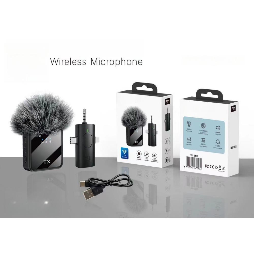 1SET New Collar Clip Microphone Three-in-one Wireless Microphone Short Video Shooting Mobile Phone Noise Reduction Live Microphone