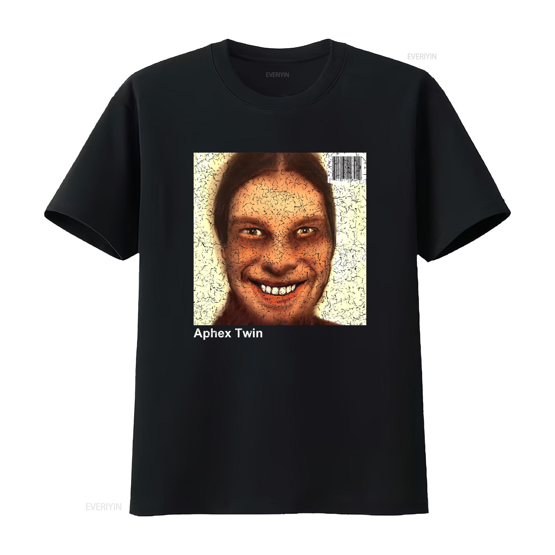 

Retro Aphex Twin 1990s Album Cover T Shirt Vintage Style Print for Music Lovers vintage Washed Top For Everyday Wear homme 4XL