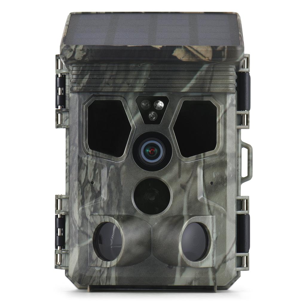 4K 50MP Solcelledrevet Viltkamera 120 graders Deteksjonsvinkel Viltkamera Nattsyn IP65 Vanntett Jaktkamera for