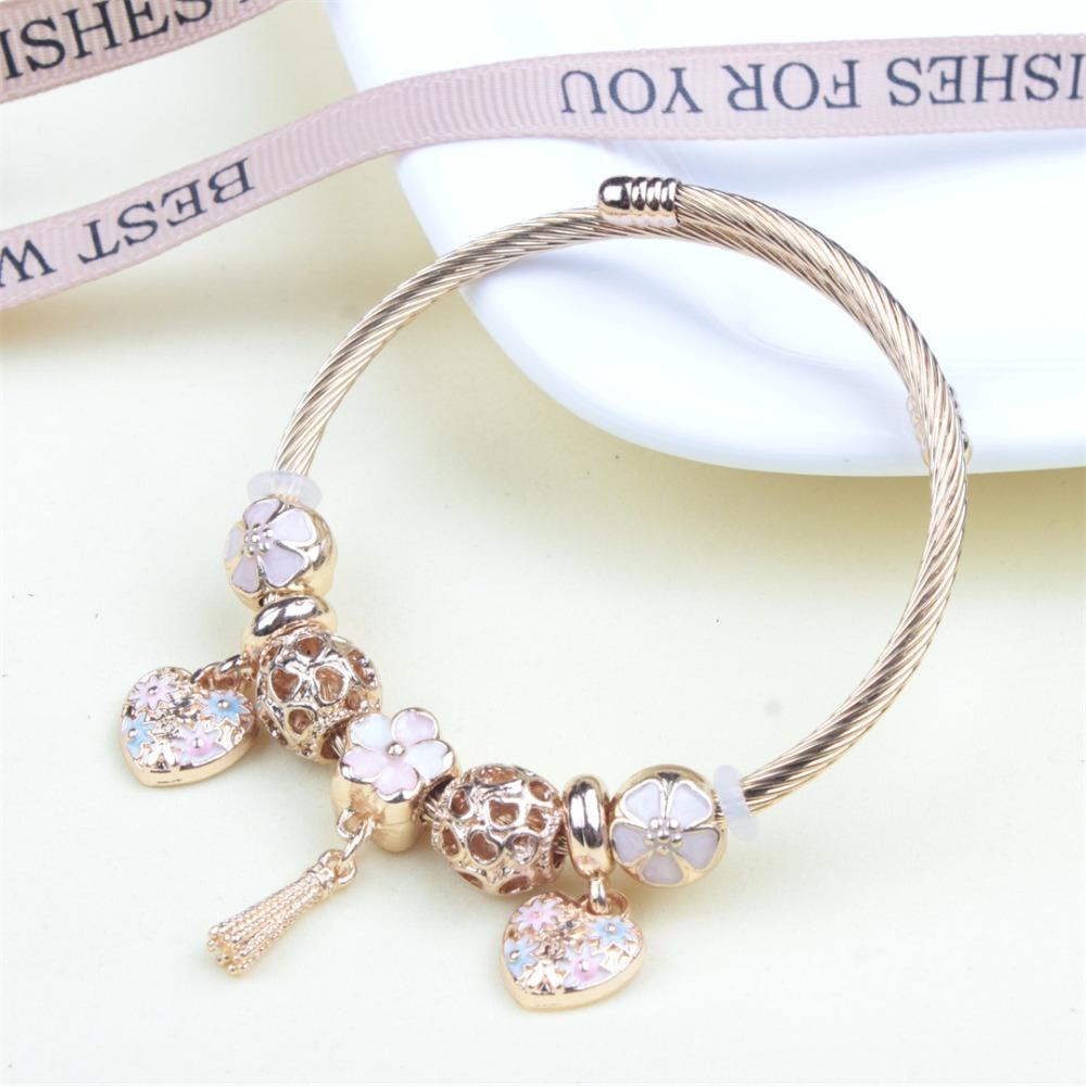 Beaded Bracelet Bangle Multi Element Stainless Steel Copper Alloy Open Spring Snake Bone Chain