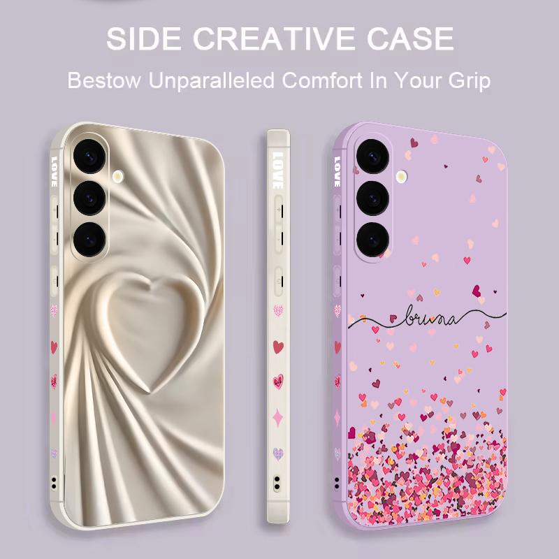 Lovely Heart Pattern Case For Samsung Galaxy S26 S25 Ultra S24 S23 S22 Plus S21 FE A15 A16 A17 A35 A36 A54 A55 A56 5G Soft Cover