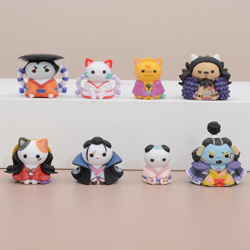 

8Pcs/Kit Animation One Piece Mini Cos Cat 4cm Figure Decoration Ornaments Figure High Quality Premium Grade Plaything