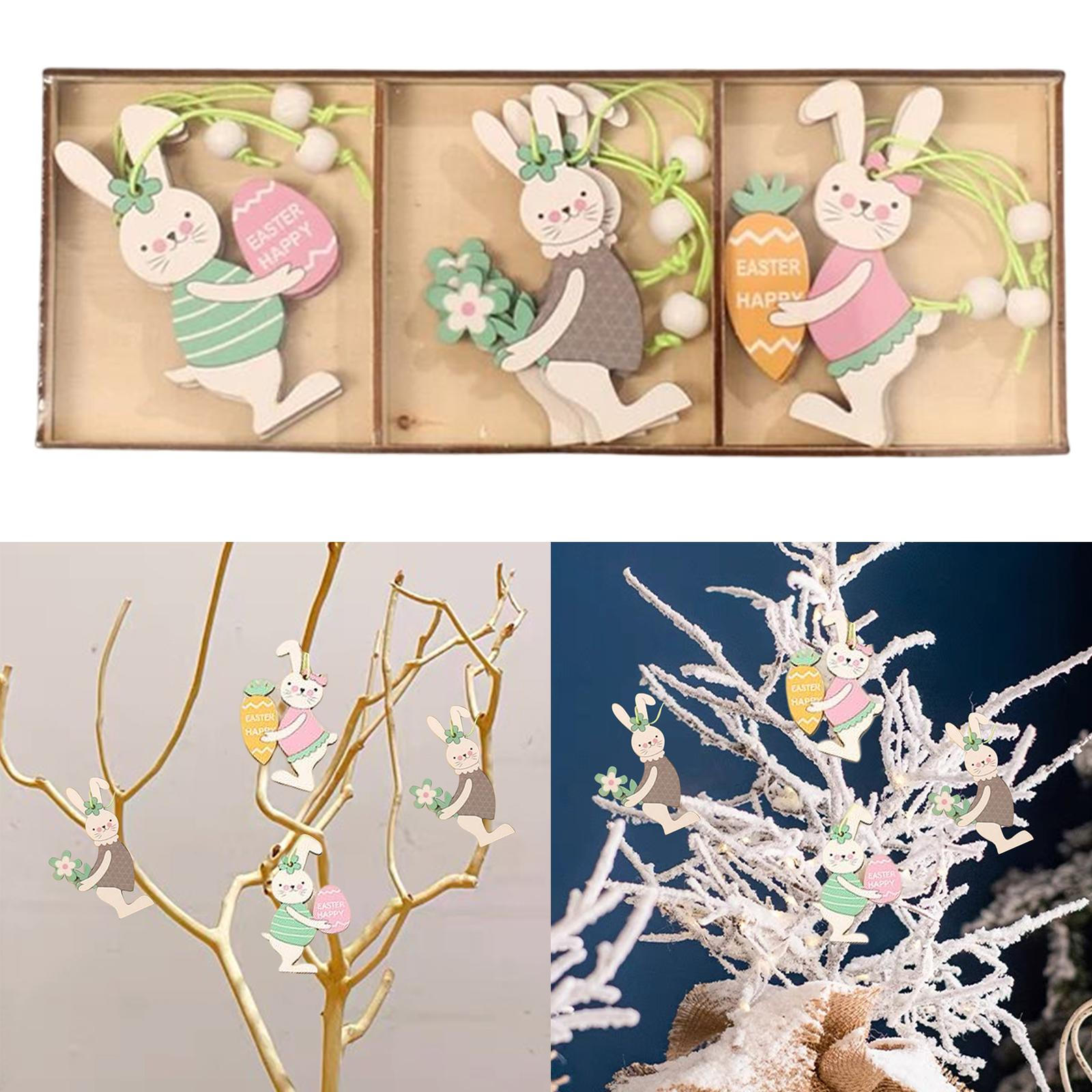 

Easter Hanging Sign Pendant Ornament Bunny Rabbit Crafts with Cord Party Door A