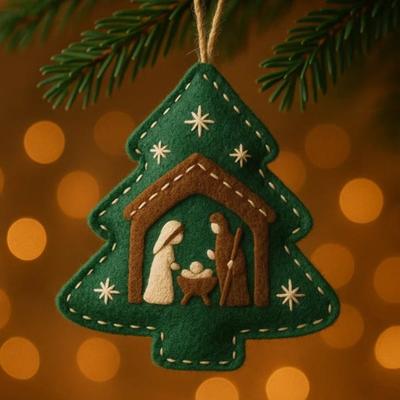 Handmade Nativity Christmas Tree Ornament Acrylic Religious Birth of Jesus Scene Christian Xmas Hanging Decor Unique Gift