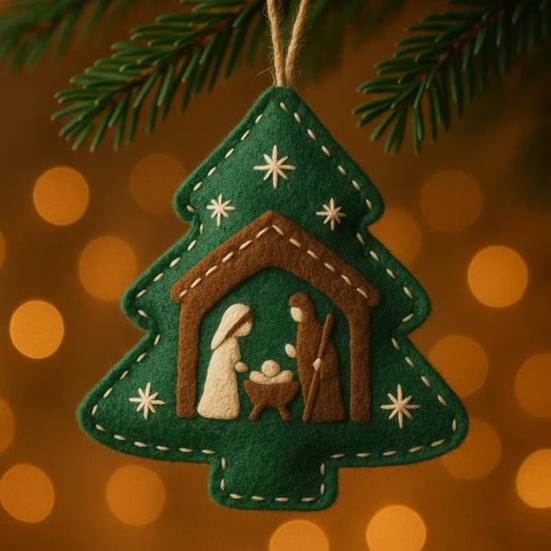 Handmade Nativity Christmas Tree Ornament Acrylic Religious Birth of Jesus Scene Christian Xmas Hanging Decor Unique Gift