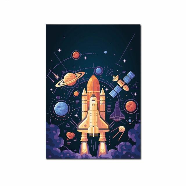 Nursery Kids Room Decoration Alphabet Numbers Cartoon Wall Art Paintings for Interior Frameless Picture On Loft Canvas Baby Deco No Frame