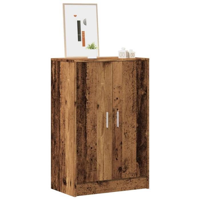 VidaXL Armoire à chaussures vieux bois 60x35x92 cm bois d'ingénierie, armoire de rangement de chaussures, support à 856698