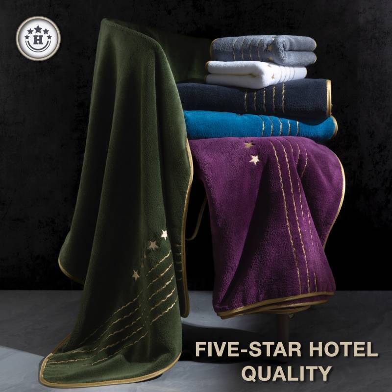 Star Shape Bath Towel Set With Soft Coral Fleece For Bathroom Use