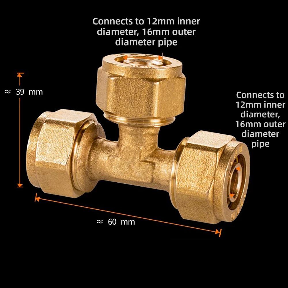 New Male/Female Thread Brass Pipe Fitting 2/3 Ways 1216 Pipe Connectors Copper Connectors Solar Water Heater
